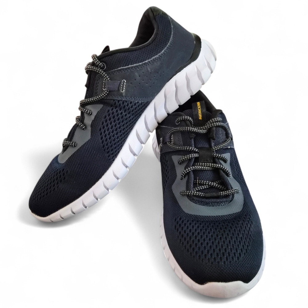 Skechers Mens Casual Lace Up Trainers Ryniss Size 9.5 Nacy/Black